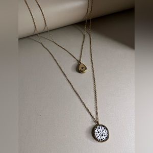 Black and White Polka-dot Pendant Necklace - Elegant Minimalist Layered Necklace